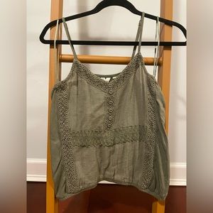 Roxy green embellished tank with adjustable straps